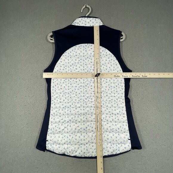 Peter Millar Vest Womens Medium White Navy Paisley Hybrid Fuse Elite Full Zip - Picture 10 of 10